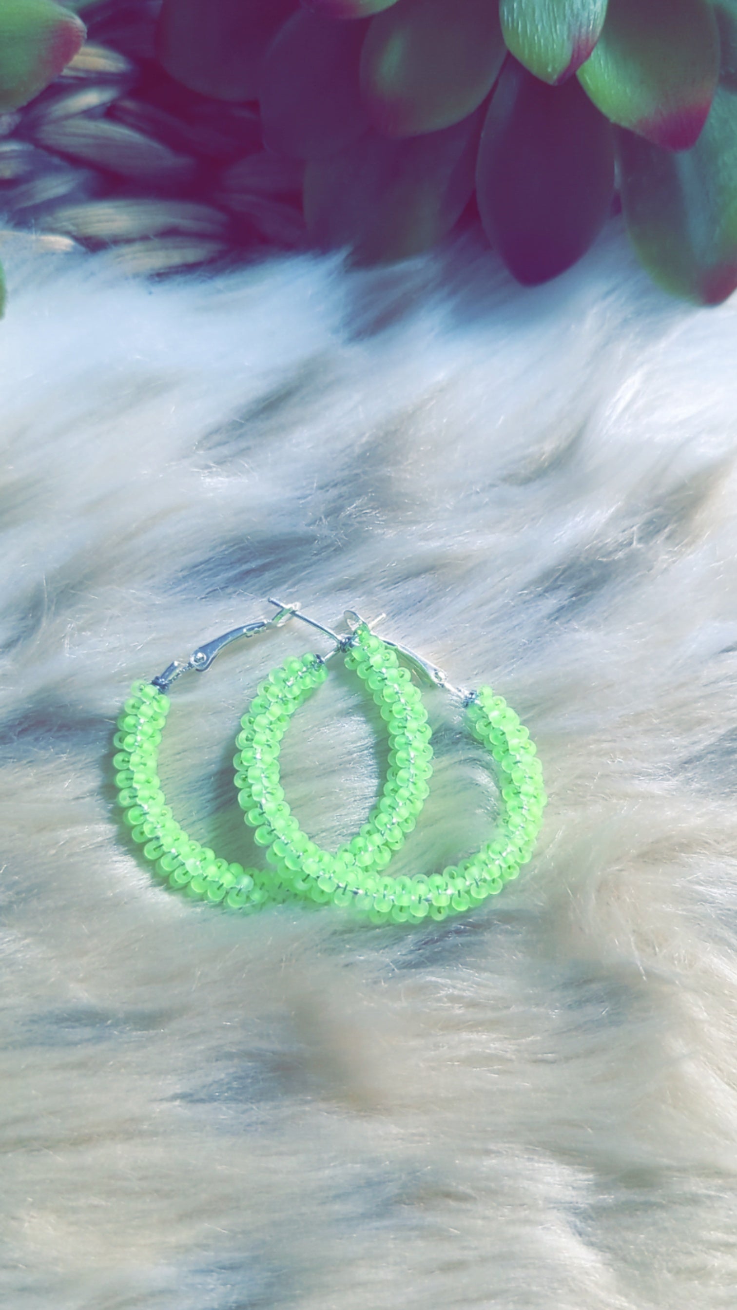 Medium beaded hoops