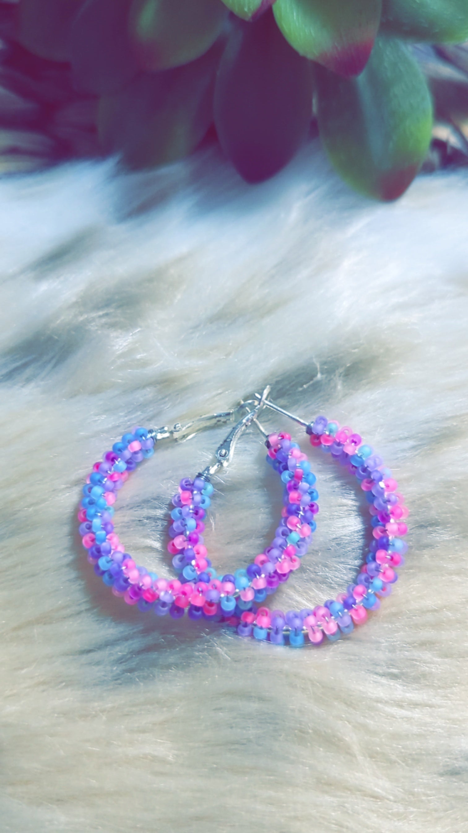 Medium beaded hoops