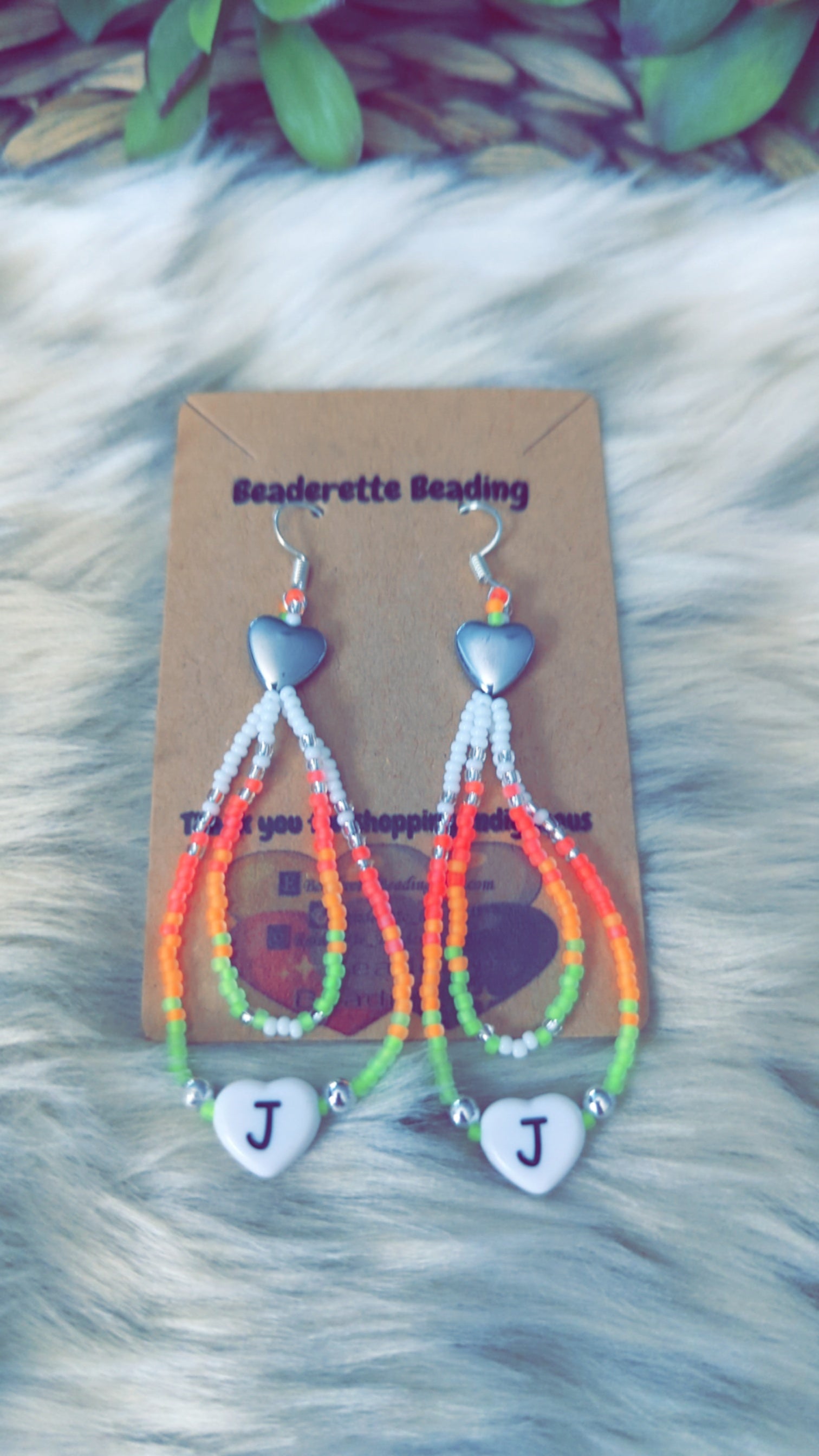 Neon letter double loop dangles