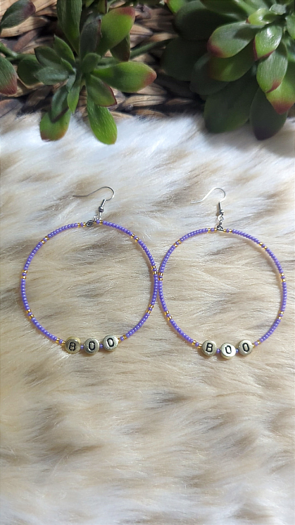 Boo Purple & gold hoops