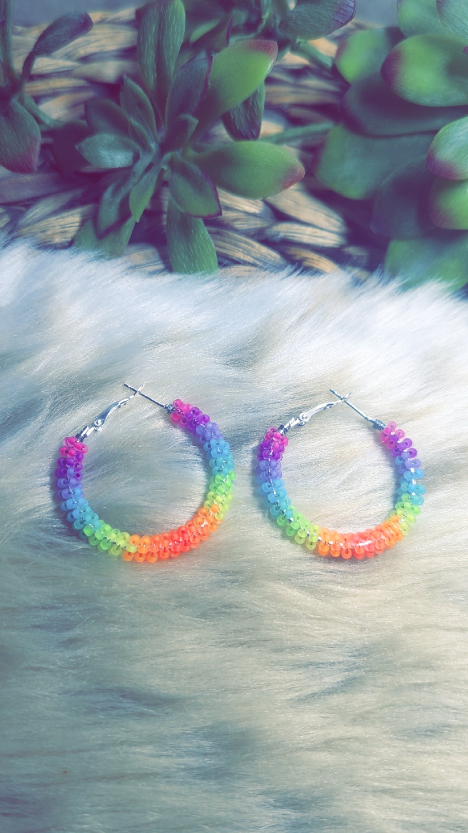 Neon rainbow hoops