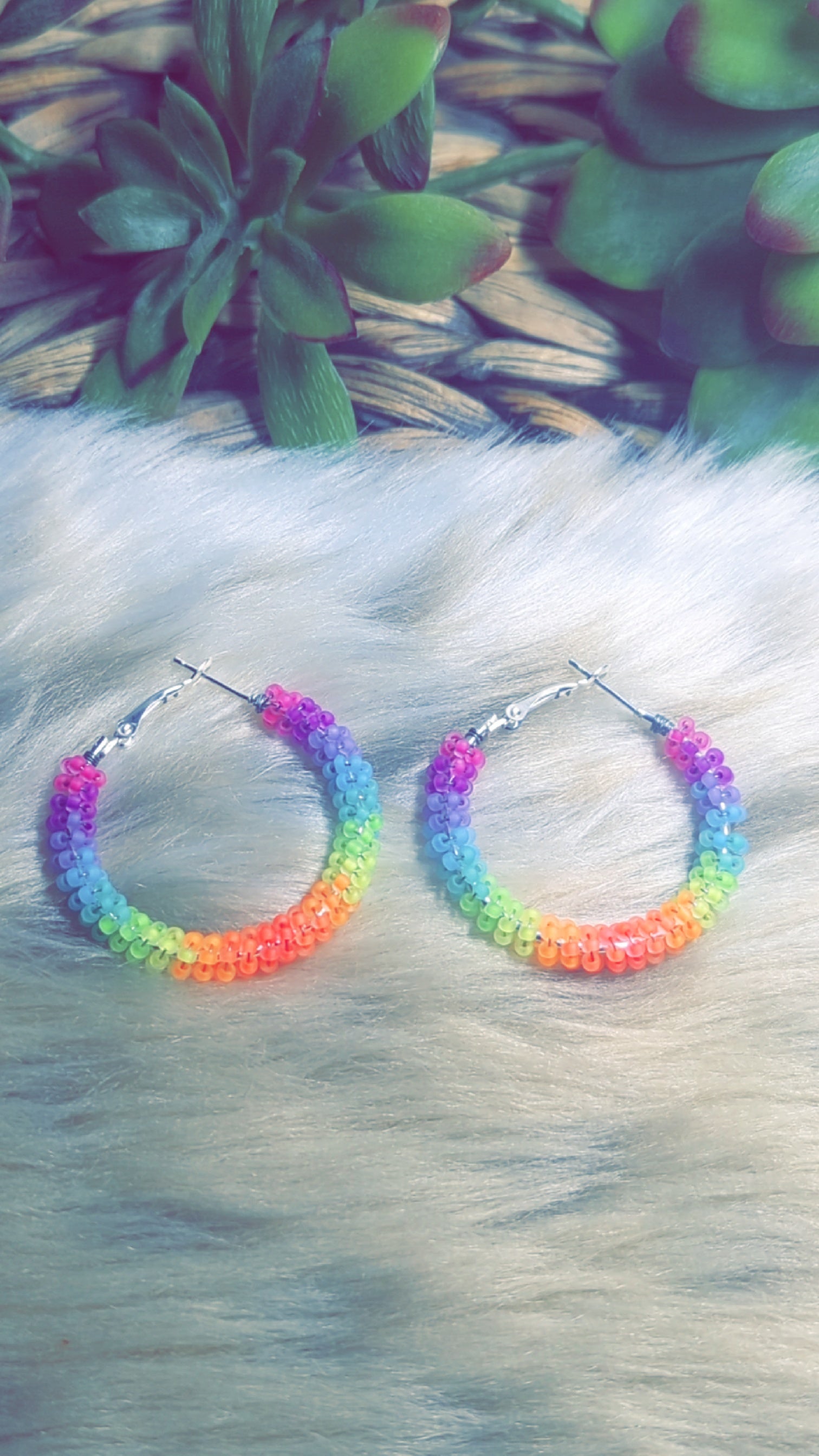 Neon rainbow hoops